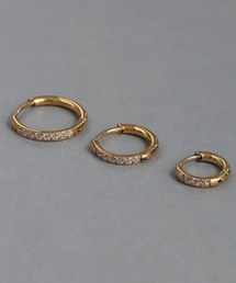 金属アレルギー対応 選べるサイズキュービックフープピアス