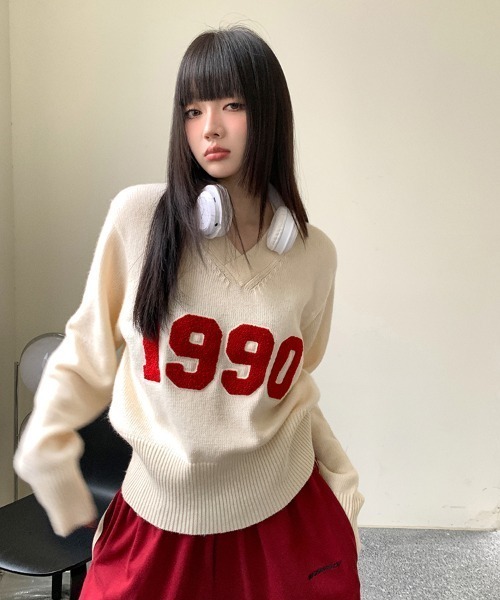 Aelina(エリナ)の「Vネックニットセーター(ニット/セーター・レディース・ベージュ・FREE)」の14枚目の写真