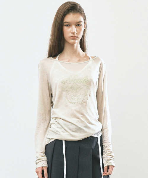 NICK&NICOLE（ニックアンドニコール）の「NICOLE ROSE シャーリングトップ カーキ（Tシャツ/カットソー・レディース・カーキ・FREE）」の2枚目の写真