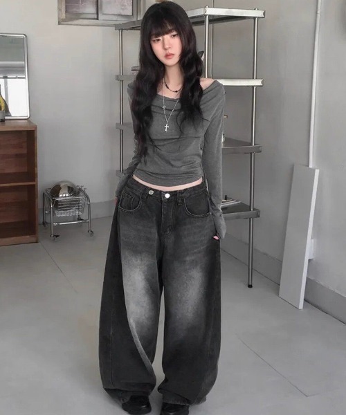 Teem Store(チームストア)の「オフショルダードレープトップス 長袖(Tシャツ/カットソー・レディース・グレー・M)」の15枚目の写真