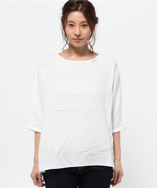 LBC(エルビーシー)の「リネンレーヨンクルーネックチュニック (シャツ/ブラウス・レディース・ブラウン/ダークブルー/オフホワイト・LARGE/MEDIUM)」の4枚目の写真