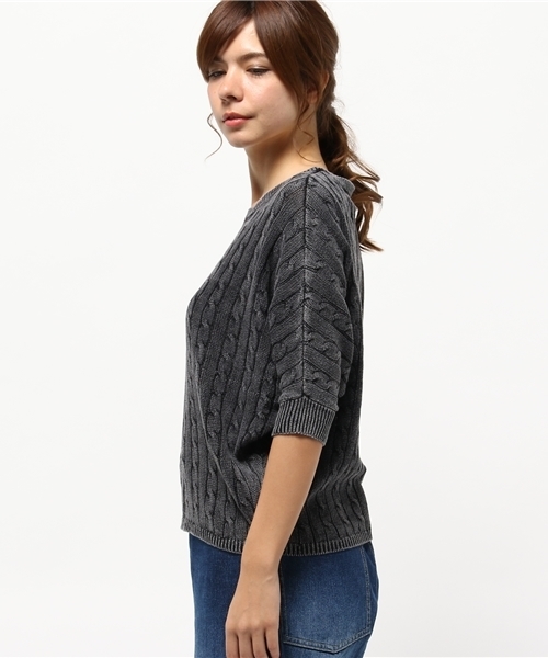 DOUBLE NAME（ダブルネーム）の「加工ドルマンプルオーバー（ニット/セーター・レディース・グリーン/ライトグレー/ブラック/ワイン・FREE）」の6枚目の写真