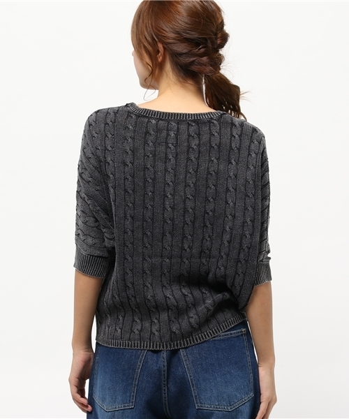 DOUBLE NAME（ダブルネーム）の「加工ドルマンプルオーバー（ニット/セーター・レディース・グリーン/ライトグレー/ブラック/ワイン・FREE）」の7枚目の写真