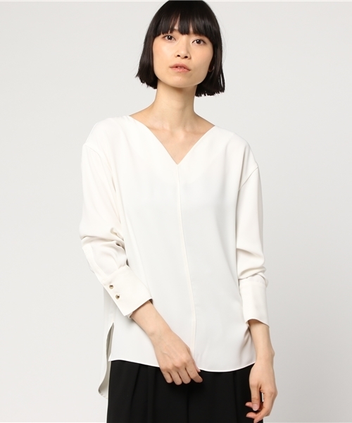 Droite lautreamont（ドロワットロートレアモン）の「ダブルクロスブラウス（シャツ/ブラウス・レディース・ピンク/オフホワイト/ブルー・M(2)）」の13枚目の写真