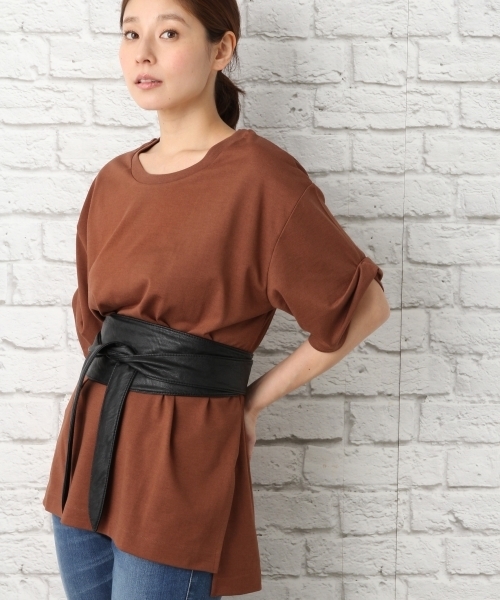 LEPSIM(レプシィム)の「CFソデロールBIGTSS 746774(Tシャツ/カットソー・レディース・ブラウン/オフホワイト/ブラック/サックスブルー/ブラウン系その他/ホワイト/ブラック系その他・FREE)」の7枚目の写真