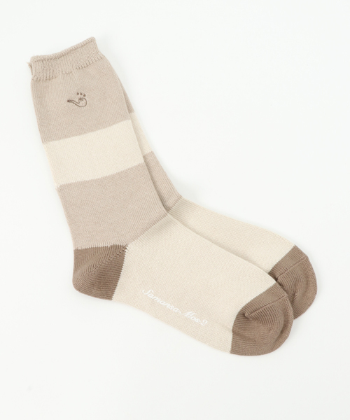 Samansa Mos2(サマンサ モスモス)の「パイプ刺繍 配色ソックス(ソックス/靴下・レディース・チャコールグレー/ベージュ/ネイビー・フリ-)」の2枚目の写真