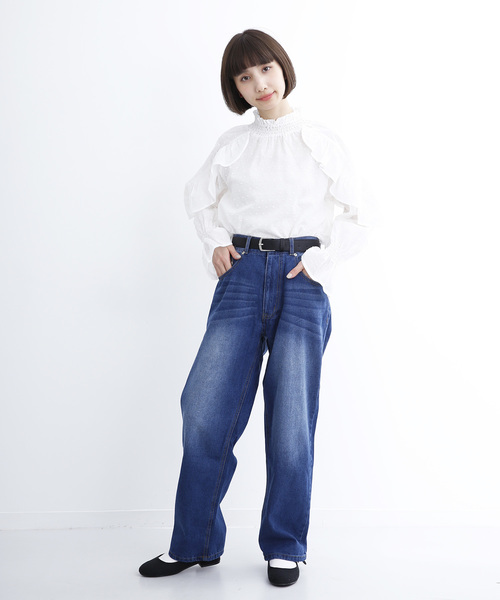 MERLOT(メルロー)の「ドビードットラッフルスリーブブラウス690-6527(シャツ/ブラウス・レディース・ホワイト/ブラック/ピンク/イエロー/ラベンダー・FREE)」の19枚目の写真