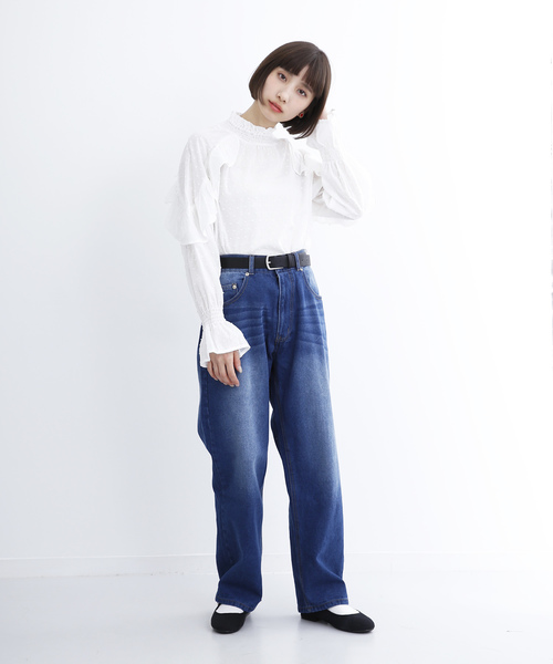 MERLOT(メルロー)の「ドビードットラッフルスリーブブラウス690-6527(シャツ/ブラウス・レディース・ホワイト/ブラック/ピンク/イエロー/ラベンダー・FREE)」の18枚目の写真