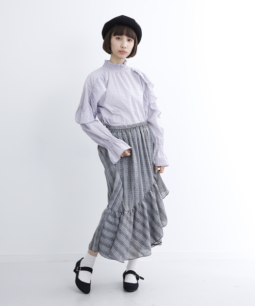 MERLOT(メルロー)の「ドビードットラッフルスリーブブラウス690-6527(シャツ/ブラウス・レディース・ホワイト/ブラック/ピンク/イエロー/ラベンダー・FREE)」の12枚目の写真