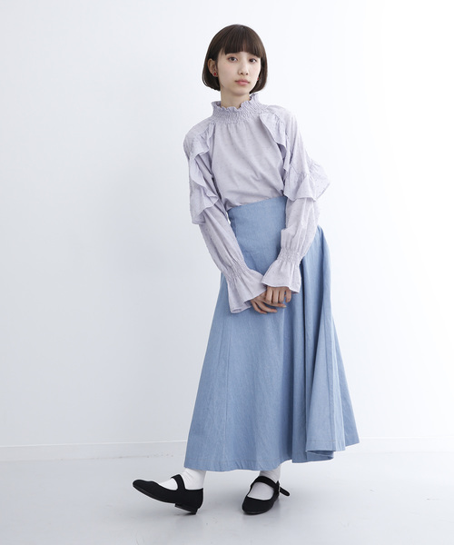MERLOT(メルロー)の「ドビードットラッフルスリーブブラウス690-6527(シャツ/ブラウス・レディース・ホワイト/ブラック/ピンク/イエロー/ラベンダー・FREE)」の11枚目の写真