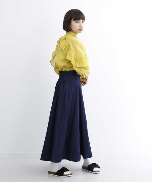 MERLOT(メルロー)の「ドビードットラッフルスリーブブラウス690-6527(シャツ/ブラウス・レディース・ホワイト/ブラック/ピンク/イエロー/ラベンダー・FREE)」の8枚目の写真