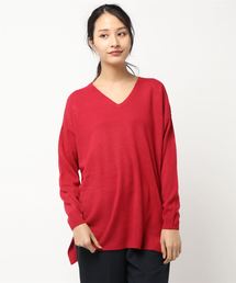 カシミアタッチ ゆったりVネックニット
