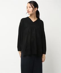 カシミアタッチ ゆったりVネックニット