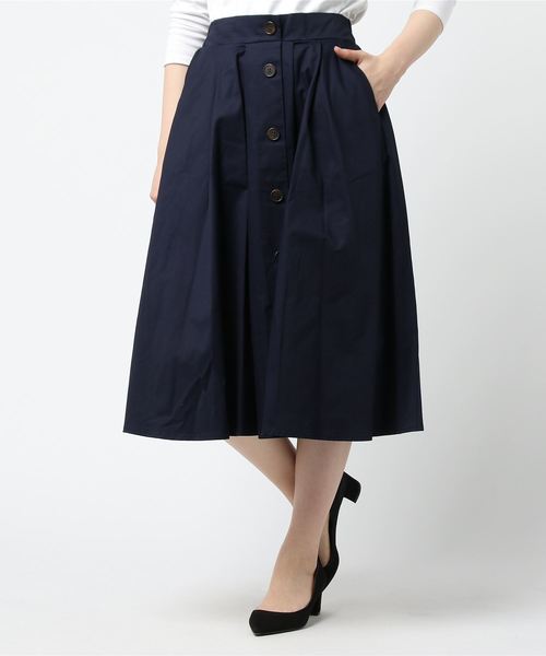 rps（アールピーエス）の「前ボタンコットンツイルタックフレアースカート（スカート・レディース・ベージュ/ネイビー/ライトカーキ・M）」の12枚目の写真