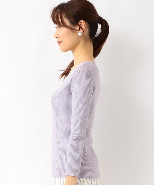 green label relaxing（グリーンレーベルリラクシング）の「D ラメ リブ Vネック ニット ◆（ニット/セーター・レディース・グレー/ナチュラル/ライラック・FREE）」の6枚目の写真