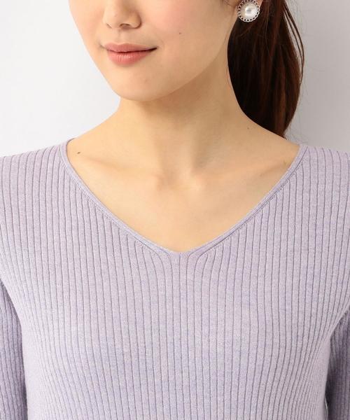 green label relaxing（グリーンレーベルリラクシング）の「D ラメ リブ Vネック ニット ◆（ニット/セーター・レディース・グレー/ナチュラル/ライラック・FREE）」の8枚目の写真