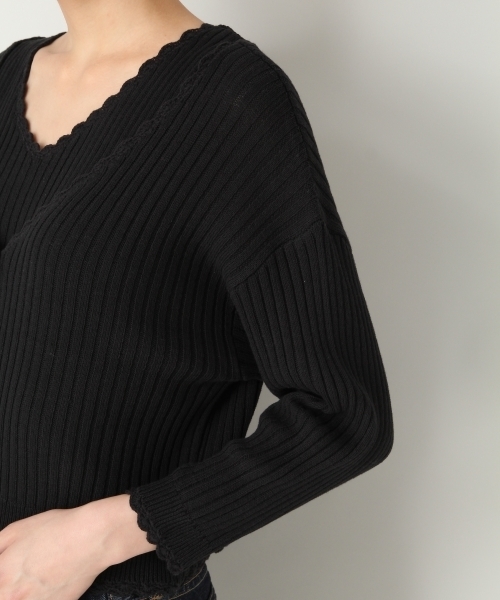 LOWRYS FARM（ローリーズファーム）の「９Ｇリブカーディガン　803215（カーディガン/ボレロ・レディース・ブラック/ベージュ/バーガンディー・MEDIUM/LARGE）」の4枚目の写真