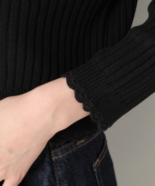 LOWRYS FARM（ローリーズファーム）の「９Ｇリブカーディガン　803215（カーディガン/ボレロ・レディース・ブラック/ベージュ/バーガンディー・MEDIUM/LARGE）」の5枚目の写真