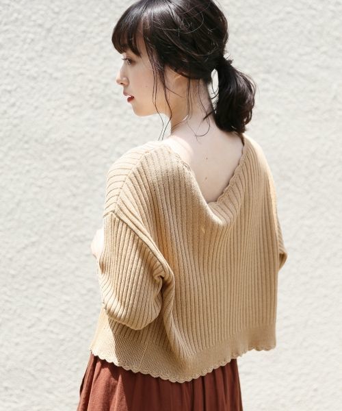 LOWRYS FARM（ローリーズファーム）の「９Ｇリブカーディガン　803215（カーディガン/ボレロ・レディース・ブラック/ベージュ/バーガンディー・MEDIUM/LARGE）」の15枚目の写真