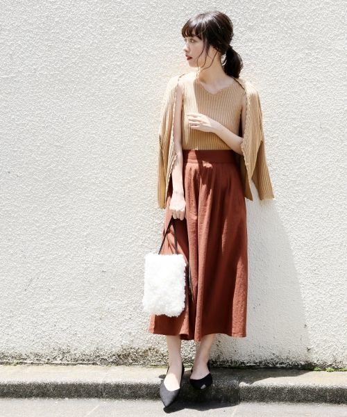 LOWRYS FARM（ローリーズファーム）の「９Ｇリブカーディガン　803215（カーディガン/ボレロ・レディース・ブラック/ベージュ/バーガンディー・MEDIUM/LARGE）」の16枚目の写真