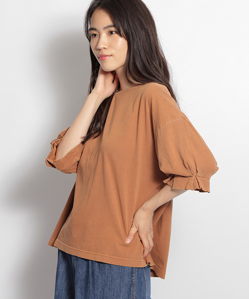 niko and...（ニコアンド）の「ユーズド風加工プルオーバー（Tシャツ/カットソー・レディース・ライトグリーン/オフホワイト/ライトブラウン/ラベンダー・MEDIUM/LARGE）」の3枚目の写真