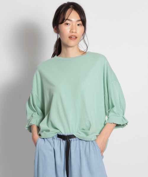 niko and...（ニコアンド）の「ユーズド風加工プルオーバー（Tシャツ/カットソー・レディース・ライトグリーン/オフホワイト/ライトブラウン/ラベンダー・MEDIUM/LARGE）」の5枚目の写真