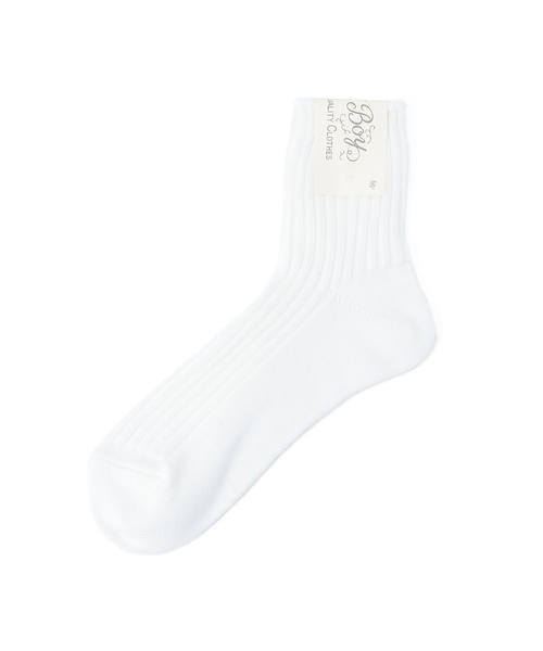 BEAMS BOY（ビームスボーイ）の「【FUDGE5月号掲載】BEAMS BOY / 1/2ソリッド リブソックス（ソックス/靴下・レディース・ホワイト/チャコールグレー/ブラック/ネイビー/ワイン/ピンク/イエロー/ブルー/オリーブ/ナチュラル/グレー・ONE SIZE）」の2枚目の写真
