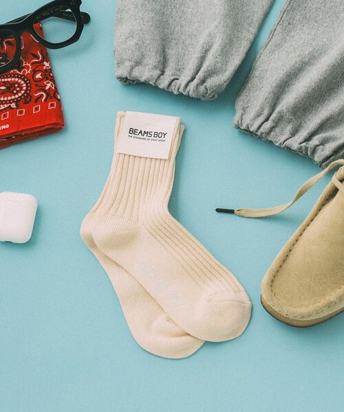 BEAMS BOY（ビームスボーイ）の「【FUDGE5月号掲載】BEAMS BOY / 1/2ソリッド リブソックス（ソックス/靴下・レディース・ホワイト/チャコールグレー/ブラック/ネイビー/ワイン/ピンク/イエロー/ブルー/オリーブ/ナチュラル/グレー・ONE SIZE）」の6枚目の写真