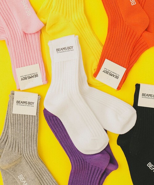 BEAMS BOY（ビームスボーイ）の「【FUDGE5月号掲載】BEAMS BOY / 1/2ソリッド リブソックス（ソックス/靴下・レディース・ホワイト/チャコールグレー/ブラック/ネイビー/ワイン/ピンク/イエロー/ブルー/オリーブ/ナチュラル/グレー・ONE SIZE）」の12枚目の写真