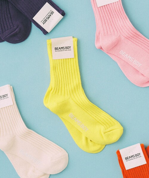BEAMS BOY（ビームスボーイ）の「【FUDGE5月号掲載】BEAMS BOY / 1/2ソリッド リブソックス（ソックス/靴下・レディース・ホワイト/チャコールグレー/ブラック/ネイビー/ワイン/ピンク/イエロー/ブルー/オリーブ/ナチュラル/グレー・ONE SIZE）」の14枚目の写真