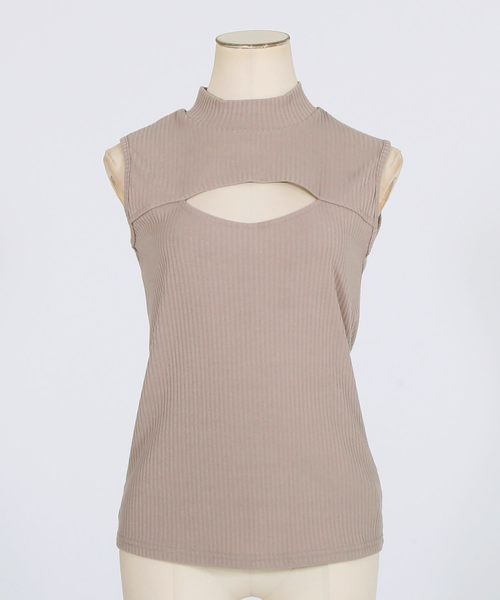 Julia Boutique(ジュリアブティック)の「バストオープンハイネックノースリーブリブニットトップス/520002(ニット/セーター・レディース・ブラック/ホワイト/ベージュ/ボルドー・L/LL/3L/M)」の11枚目の写真