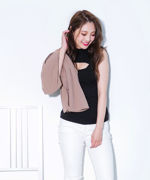 Julia Boutique(ジュリアブティック)の「バストオープンハイネックノースリーブリブニットトップス/520002(ニット/セーター・レディース・ブラック/ホワイト/ベージュ/ボルドー・L/LL/3L/M)」の19枚目の写真