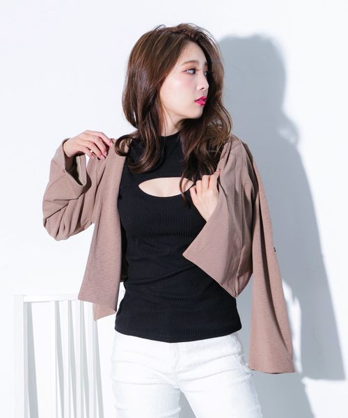 Julia Boutique(ジュリアブティック)の「バストオープンハイネックノースリーブリブニットトップス/520002(ニット/セーター・レディース・ブラック/ホワイト/ベージュ/ボルドー・L/LL/3L/M)」の10枚目の写真