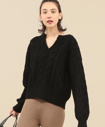 BEAUTY&YOUTH UNITED ARROWS | BY∴ ウールケーブルスキッパーネックニット ◆(ニット/セーター)