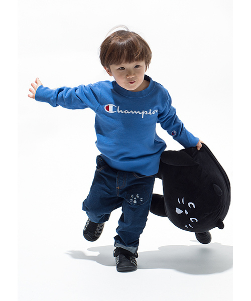 Champion（チャンピオン）の「にゃーとチャンピオンのキッズスウェット（スウェット・キッズ・ブルー/グレー・M size/L size/LL）」の9枚目の写真