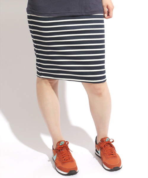 Denime(ドゥニーム)の「ボーダーポンチスカート(スカート・レディース・アイボリー/ブラック/グリーン/ブルー/ネイビー・FREE)」の14枚目の写真