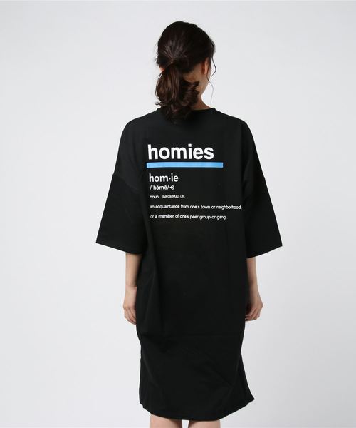 DING(ディング)の「DING/homies Teeワンピ-ス(ワンピース・レディース・ブラック/ホワイト・FREE)」の4枚目の写真
