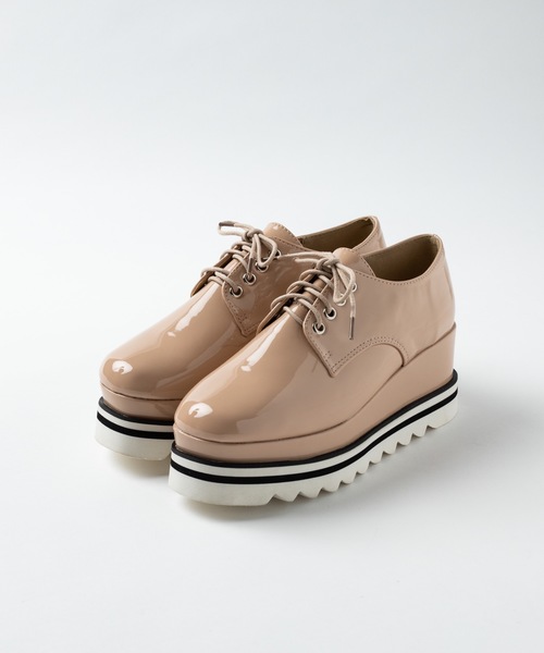 WEGO（ウィゴー）の「WEGO/レースアップコンビソールシューズ（ドレスシューズ・レディース・ブラック/ベージュ/ライトベージュ・MEDIUM/LARGE）」の7枚目の写真