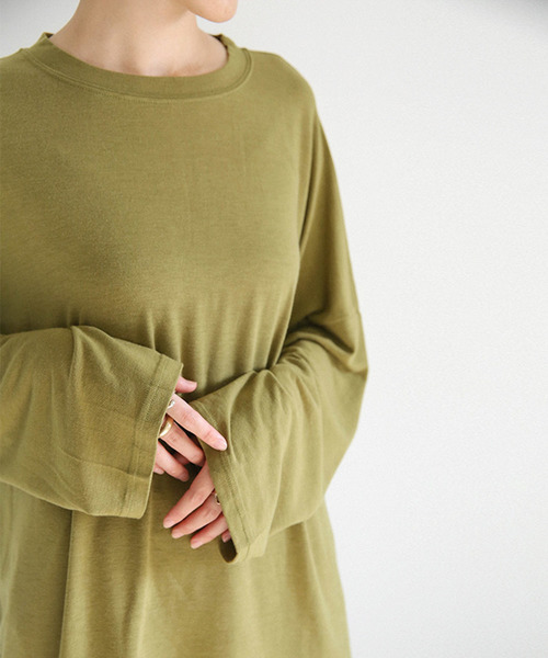 select MOCA（セレクトモカ）の「ビックシルエットドロップショルダー(ラウンドネックルーズシルエットカットソー)（Tシャツ/カットソー・レディース・ブラック/ブラウン/ライトカーキ・FREE）」の12枚目の写真