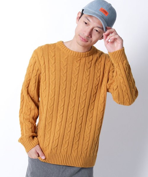 THE SHOP TK (ザ ショップ ティーケー )の「【3L/WEB限定サイズ】ケーブルニット(ニット/セーター)」|マスタード
