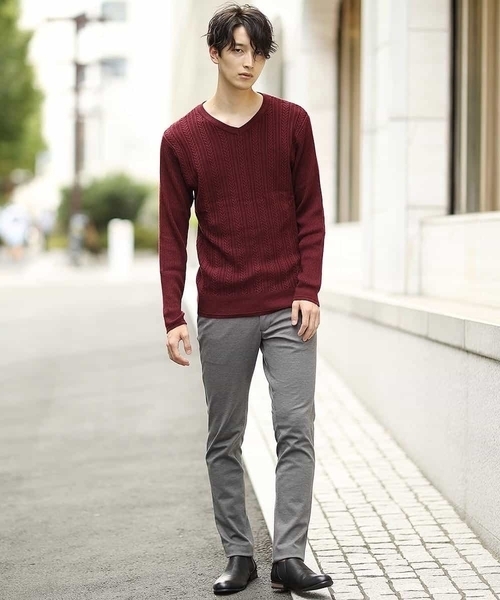 MK MICHEL KLEIN HOMME （エムケーミッシェルクランオム）の「【ON / OFF  switching 】Ｖネックニット／ネオディライト（ニット/セーター・メンズ・ホワイト/ブラック/ブルー/ボルドー・46/48/51）」の6枚目の写真