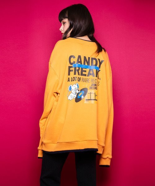 Candy Stripper（キャンディストリッパー）の「CANDY RECORDS トップス（Tシャツ/カットソー・レディース・ブラック/イエロー/ヘザーグレー・2）」の3枚目の写真