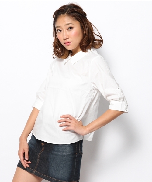 Chico（チコ）の「ペンシルストライプSH（シャツ/ブラウス・レディース・ワインレッド/グリーン/ホワイト・FREE）」の5枚目の写真