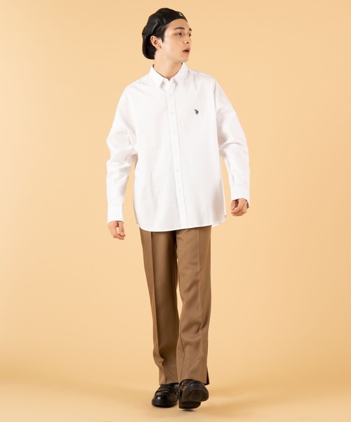 U.S. POLO ASSN.（ユーエスポロアッスン）の「∴WEGO/U.S. POLO ASSN.別注ビッグシルエットシャツ（シャツ/ブラウス・メンズ・ホワイト/ベージュ・MEDIUM/LARGE）」の3枚目の写真