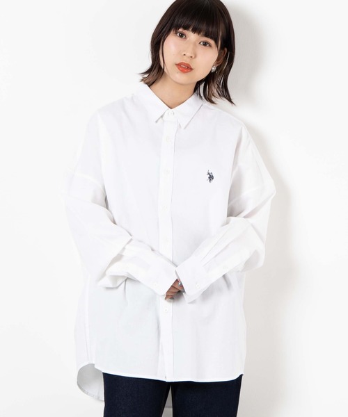 U.S. POLO ASSN.（ユーエスポロアッスン）の「∴WEGO/U.S. POLO ASSN.別注ビッグシルエットシャツ（シャツ/ブラウス・メンズ・ホワイト/ベージュ・MEDIUM/LARGE）」の5枚目の写真