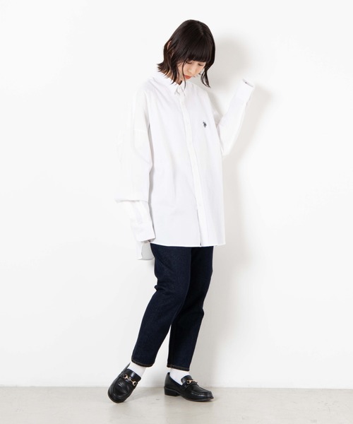 U.S. POLO ASSN.（ユーエスポロアッスン）の「∴WEGO/U.S. POLO ASSN.別注ビッグシルエットシャツ（シャツ/ブラウス・メンズ・ホワイト/ベージュ・MEDIUM/LARGE）」の16枚目の写真