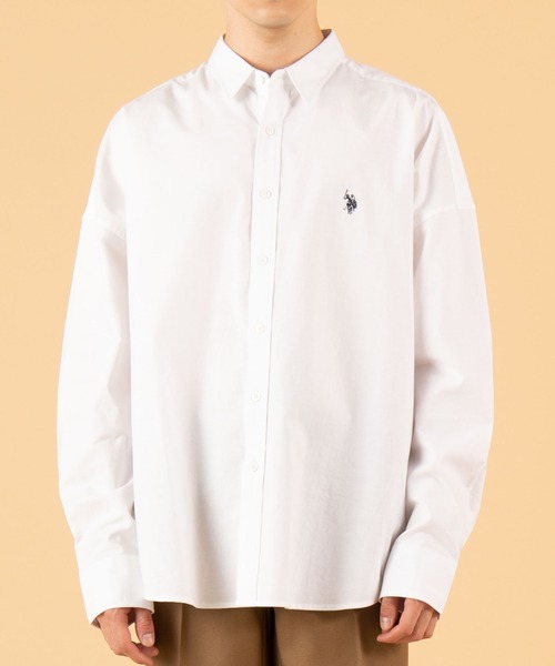 U.S. POLO ASSN.（ユーエスポロアッスン）の「∴WEGO/U.S. POLO ASSN.別注ビッグシルエットシャツ（シャツ/ブラウス・メンズ・ホワイト/ベージュ・MEDIUM/LARGE）」の6枚目の写真