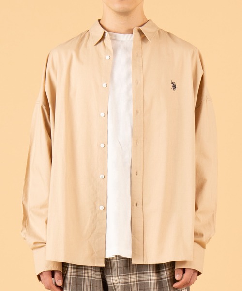 U.S. POLO ASSN.（ユーエスポロアッスン）の「∴WEGO/U.S. POLO ASSN.別注ビッグシルエットシャツ（シャツ/ブラウス・メンズ・ホワイト/ベージュ・MEDIUM/LARGE）」の17枚目の写真