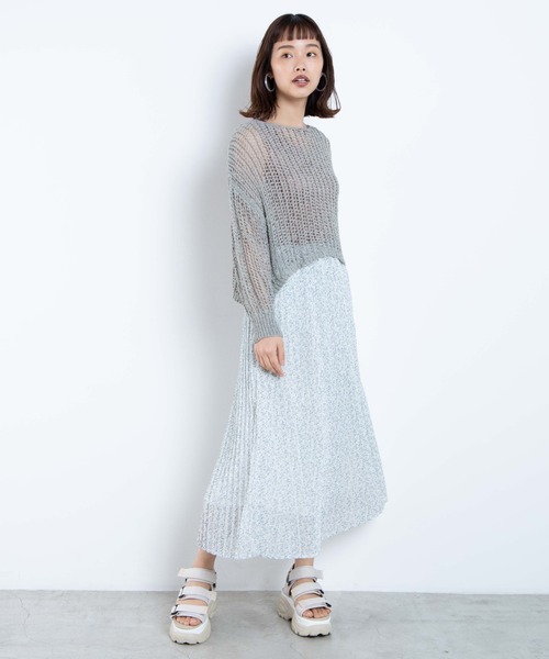 WEGO（ウィゴー）の「WEGO/シアープリーツロングスカート（スカート・レディース・ホワイト/ホワイト系その他/アニマル/ドット/オフホワイト/ブラック/サックスブルー・FREE）」の8枚目の写真