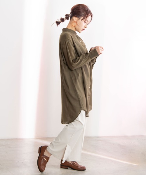 WEGO(ウィゴー)の「WEGO/バンドカラーシアーシャツ(シャツ/ブラウス・レディース・ブラック/カーキ/アイボリー・FREE)」の11枚目の写真